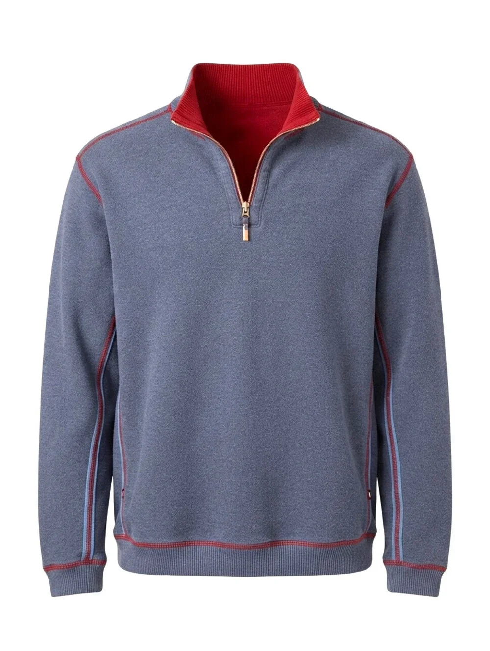 Men's Red & Heather Blue Tommy Bahama Reversible Quarter-Zip Sweater sz X-Large